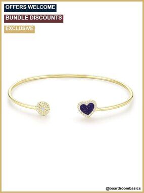 14K Gold Plated Cuff Bracelet Adjustable Heart Jewelry Gift for Women